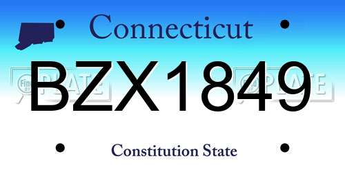 BZX1849 Connecticut License Plate