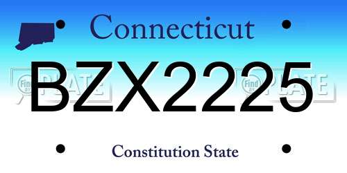 BZX2225 Connecticut License Plate