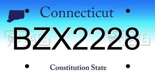 BZX2228 Connecticut License Plate