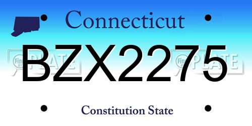 BZX2275 Connecticut License Plate