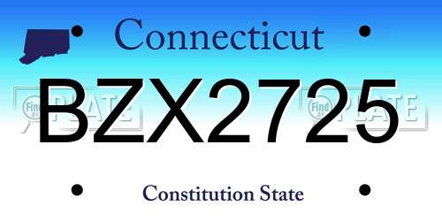 BZX2725 Connecticut License Plate