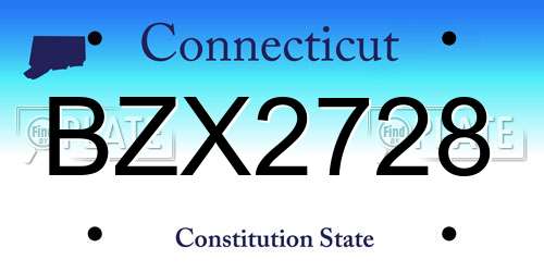BZX2728 Connecticut License Plate