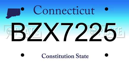 BZX7225 Connecticut License Plate