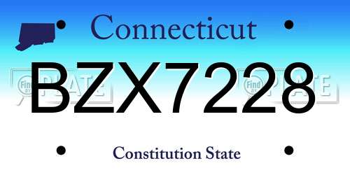 BZX7228 Connecticut License Plate