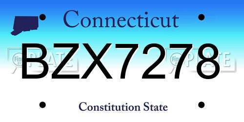BZX7278 Connecticut License Plate