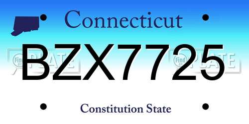 BZX7725 Connecticut License Plate