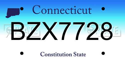 BZX7728 Connecticut License Plate