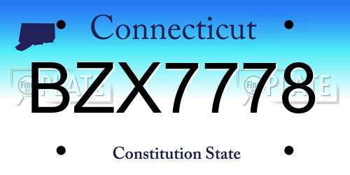 BZX7778 Connecticut License Plate