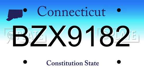 BZX9182 Connecticut License Plate
