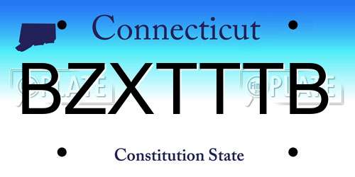BZXTTTB Connecticut License Plate