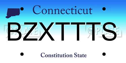 BZXTTTS Connecticut License Plate