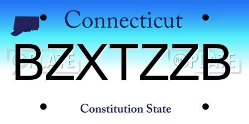 BZXTZZB Connecticut License Plate
