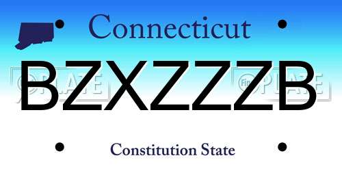 BZXZZZB Connecticut License Plate