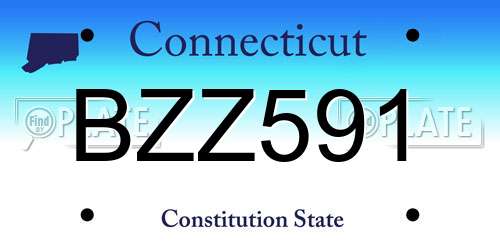 BZZ591 Connecticut License Plate