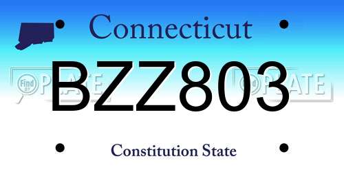 BZZ803 Connecticut License Plate