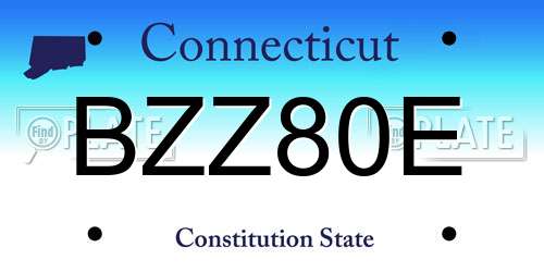 BZZ80E Connecticut License Plate