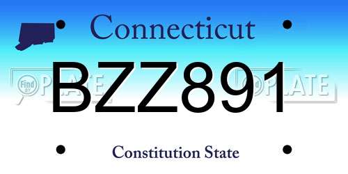 BZZ891 Connecticut License Plate
