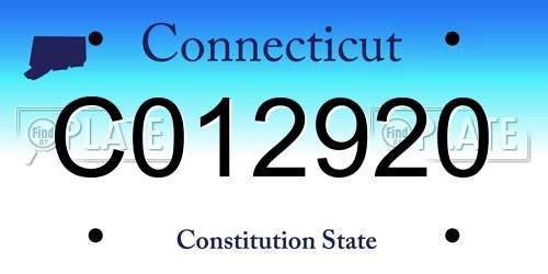 C012920 Connecticut License Plate