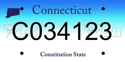 C034123 Connecticut License Plate