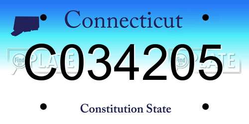 C034205 Connecticut License Plate
