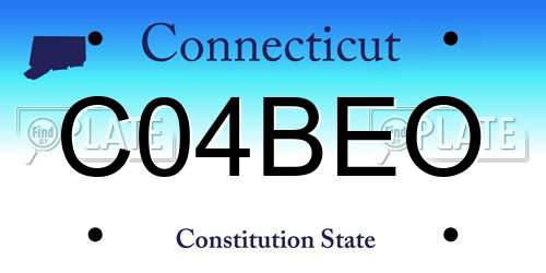 C04BEO Connecticut License Plate