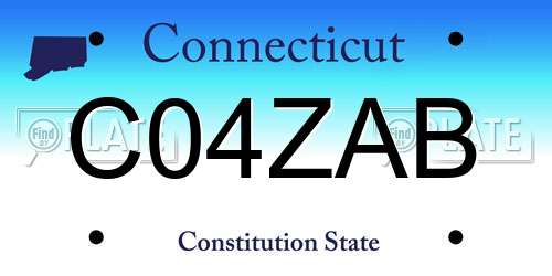 C04ZAB Connecticut License Plate