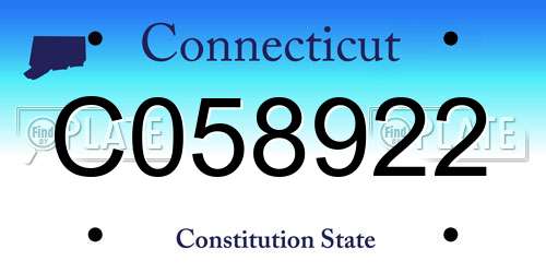 C058922 Connecticut License Plate