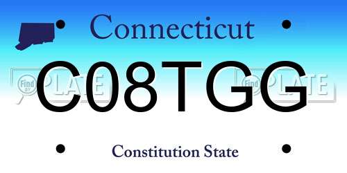 C08TGG Connecticut License Plate