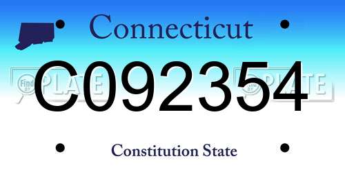 C092354 Connecticut License Plate