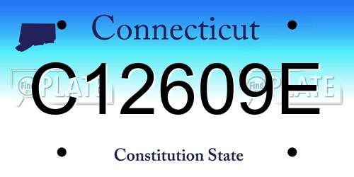 C12609E Connecticut License Plate
