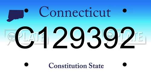 C129392 Connecticut License Plate