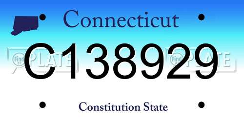 C138929 Connecticut License Plate