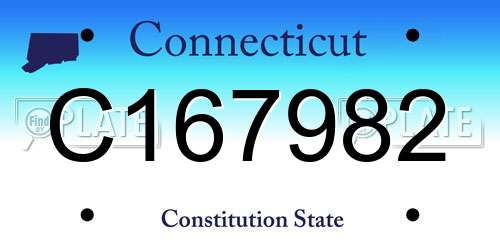 C167982 Connecticut License Plate
