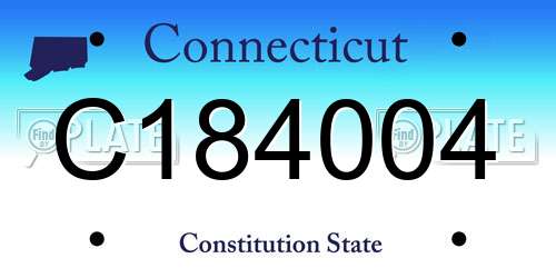 C184004 Connecticut License Plate