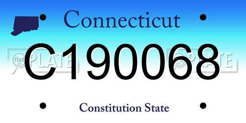 C190068 Connecticut License Plate