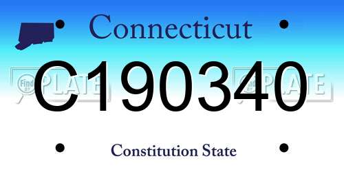 C190340 Connecticut License Plate