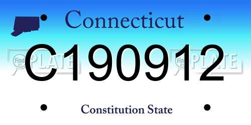 C190912 Connecticut License Plate