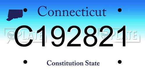 C192821 Connecticut License Plate
