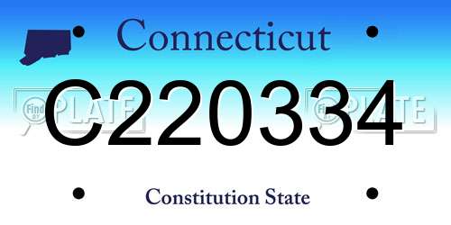 C220334 Connecticut License Plate