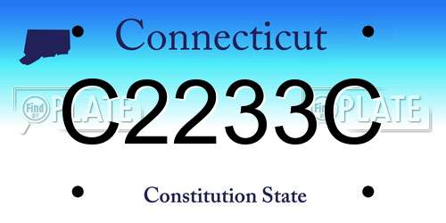 C2233C Connecticut License Plate