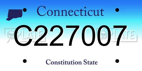 C227007 Connecticut License Plate