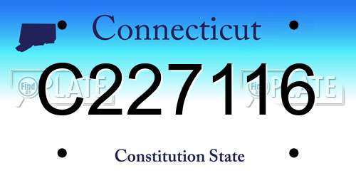 C227116 Connecticut License Plate
