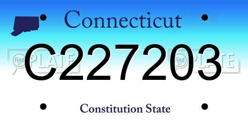 C227203 Connecticut License Plate