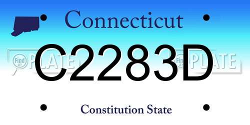 C2283D Connecticut License Plate