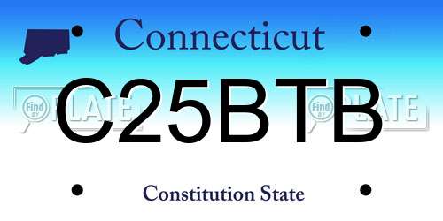C25BTB Connecticut License Plate