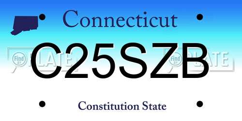 C25SZB Connecticut License Plate