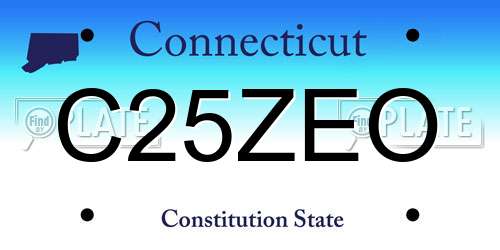 C25ZEO Connecticut License Plate
