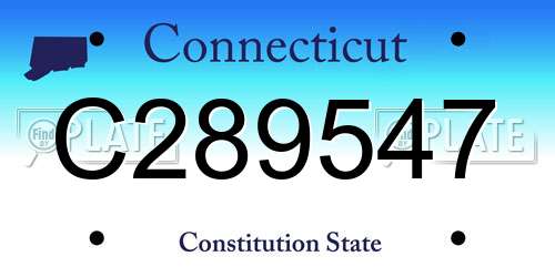 C289547 Connecticut License Plate