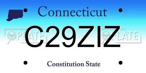 C29ZIZ Connecticut License Plate