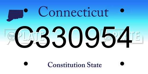 C330954 Connecticut License Plate